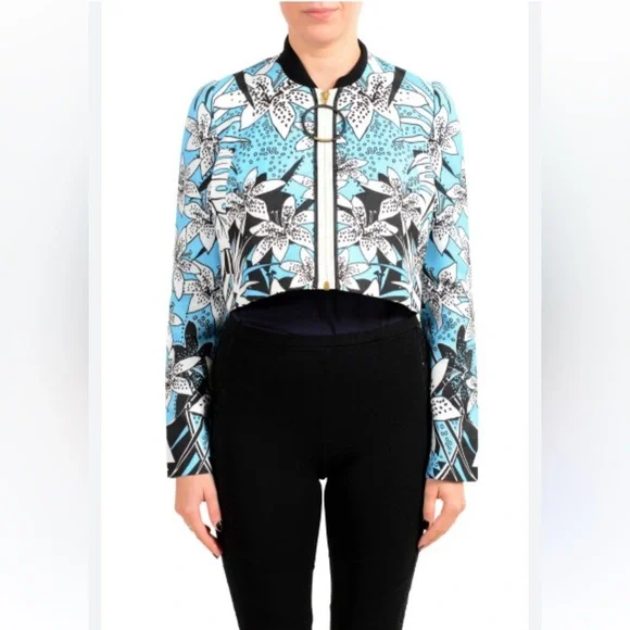 Roberto Cavalli - Just Cavalli "Class" Leaf Print Bomber Size: IT 40(US 4/6) - Picture 1 of 11